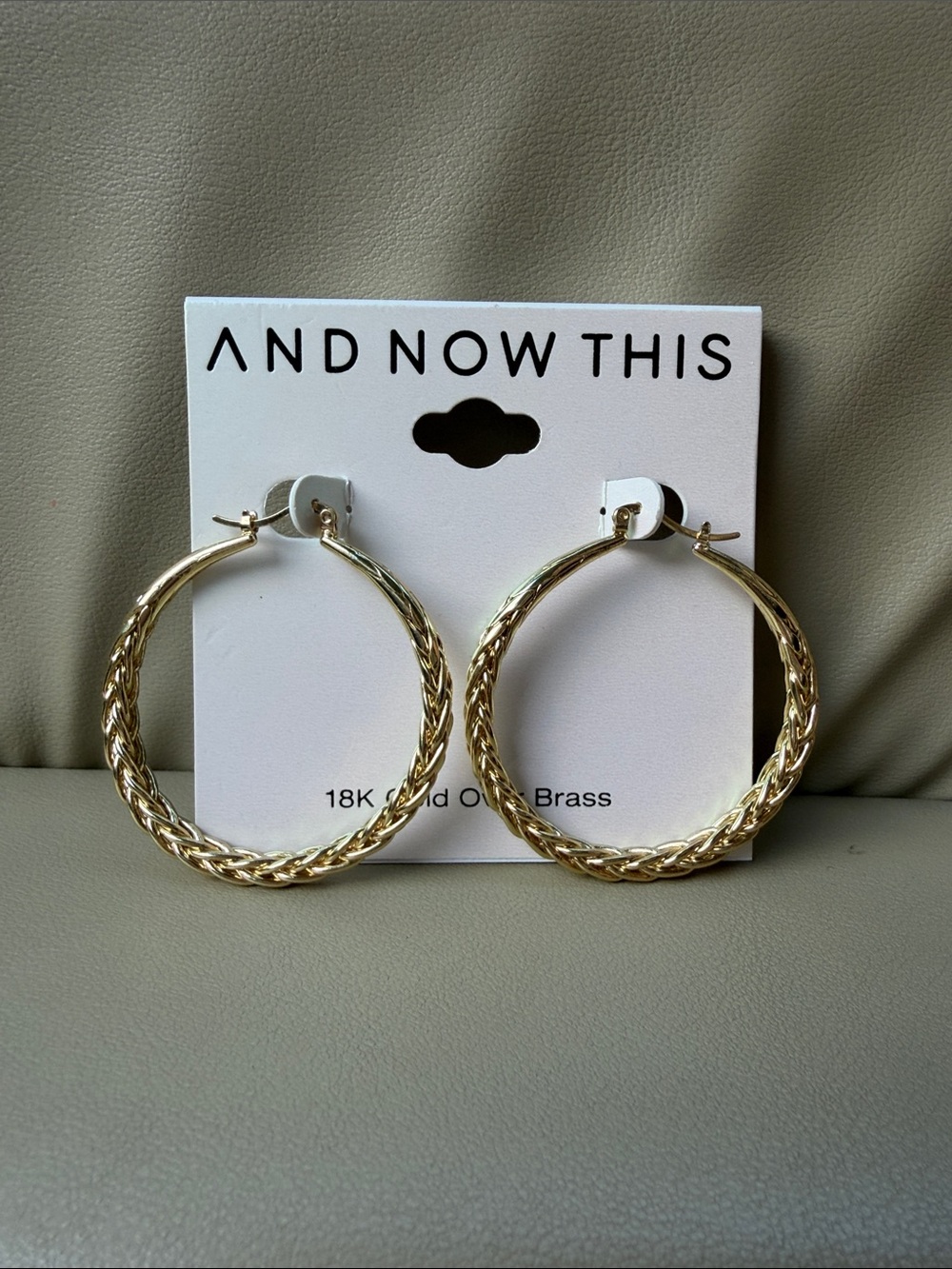 18K Gold Braided Hoop Earrings by AND NOW THIS